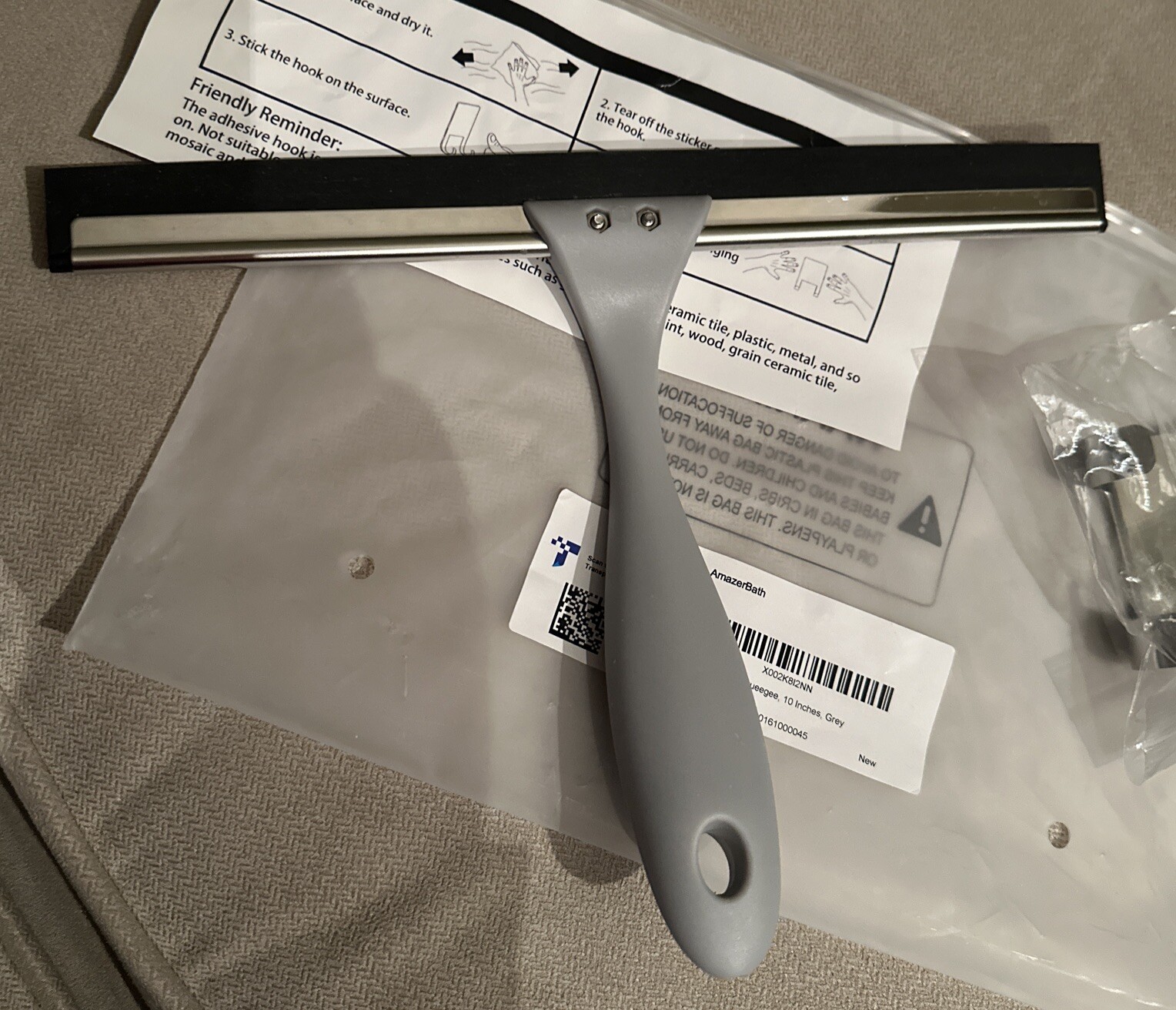 Amazerbath Shower Squeegee – Glass Doors, Mirrors, Windows, Autos w/ Holder NIP