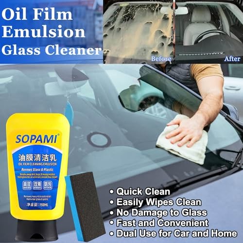 Sopami Oil Film Cleaner – Glass Cleaner, Auto Glass Oil Film Remover, Quick