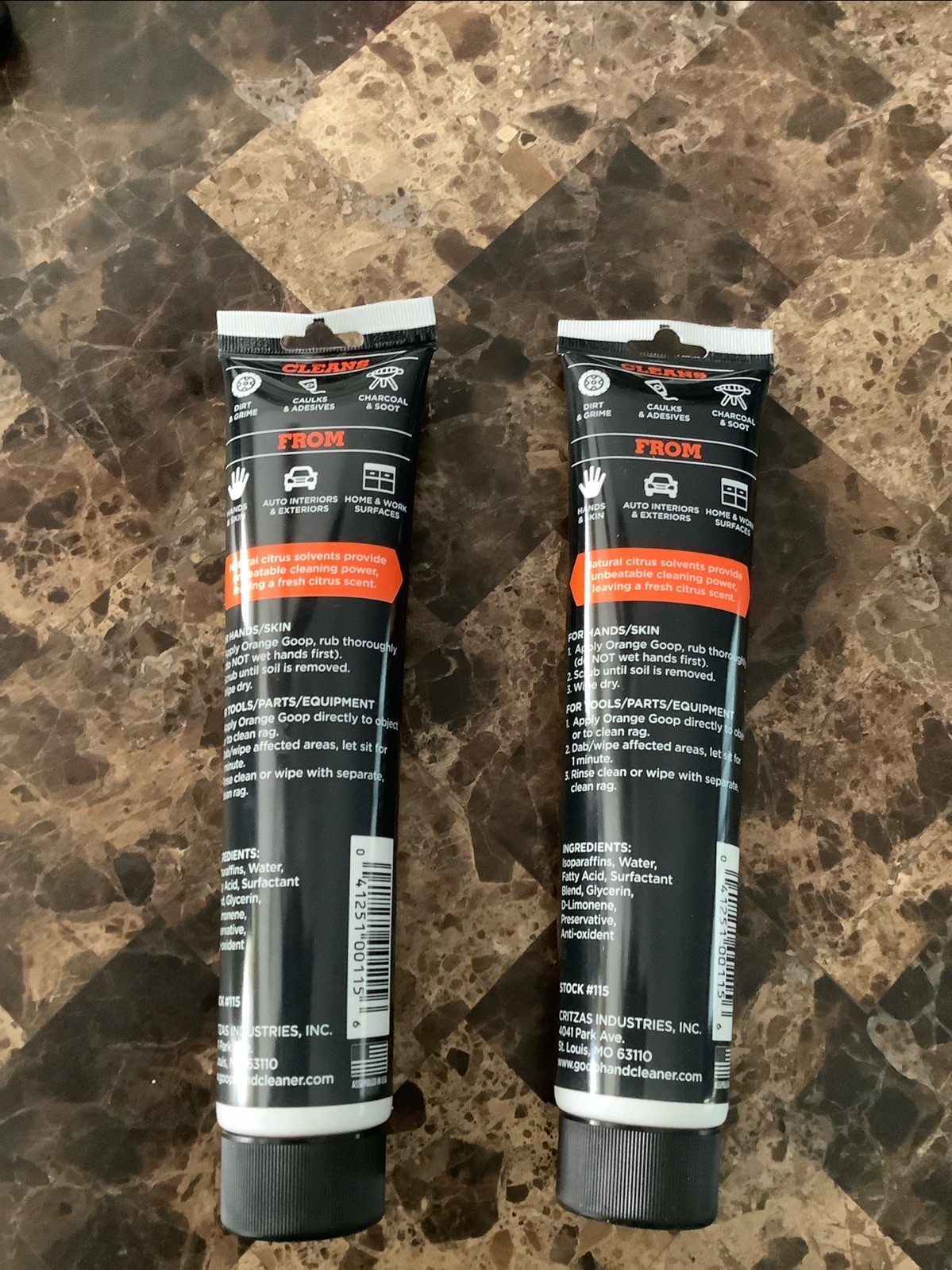 2x GOOP Orange Hand Cleaner Heavy Duty Citrus Power Mechanic 5 ounce tube