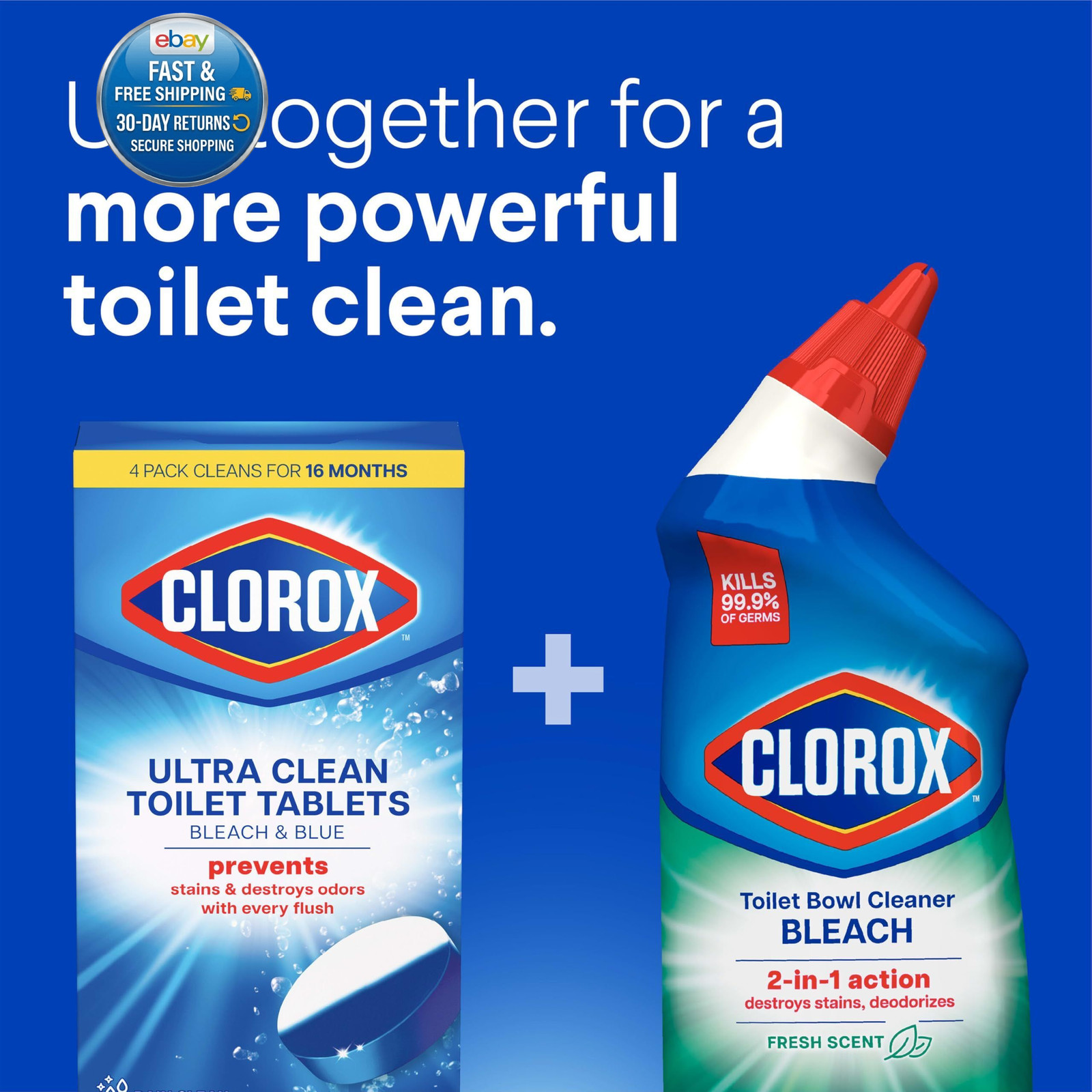 Ultra Clean Toilet Tablets Bleach & 4 Count (Pack of 1), Rain