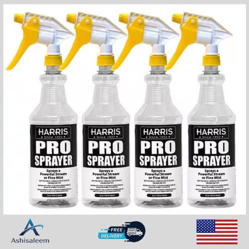 Harris Chemical Resistant Pro Spray Bottle With Adjustable Tip (32 oz ) 4 Pack