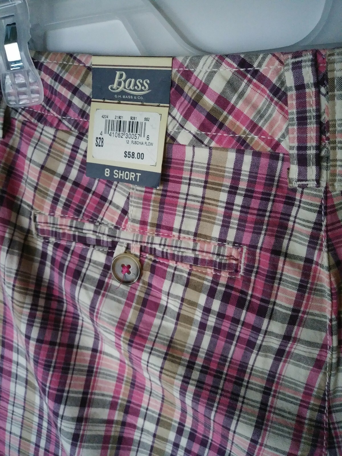 BASS HERITAGE FUCHSIA FLOW SHORT PANTS SIZE 8 SHORT 100% COTTON NWT RETAIL$58.00