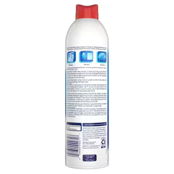 4 pack Windex Fast Shine Foam Glass Cleaner No-Drip Aerosol Cleaning Spray 19 oz