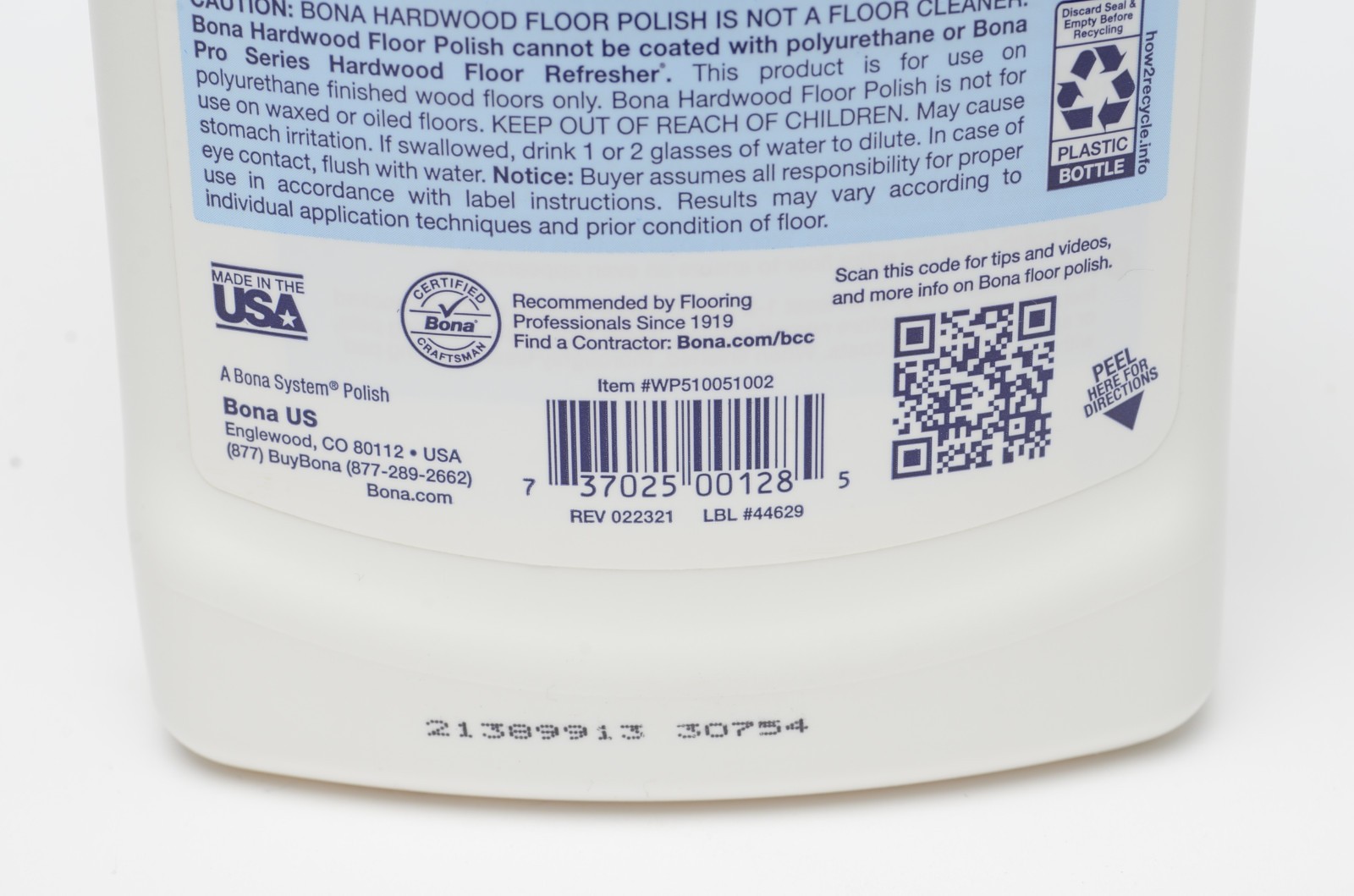 Bona Hardwood Floor Polish High Gloss 32oz Shine Restorer Refill Bottle New