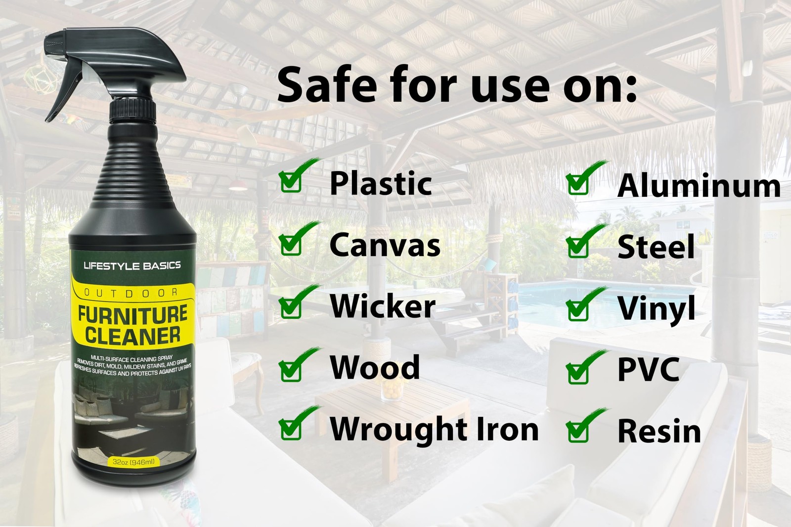 Outdoor Furniture Cleaner + UV Protectant 32 Ounces | Stain Remover for Vinyl…