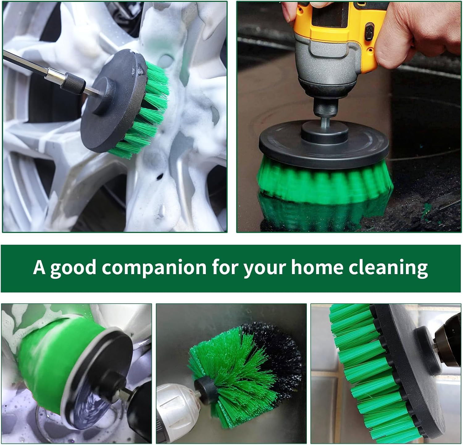 8 Pcs Drill Brush Attachment Set, Power Cleaning Scrub Brush Kit with Extend Lon