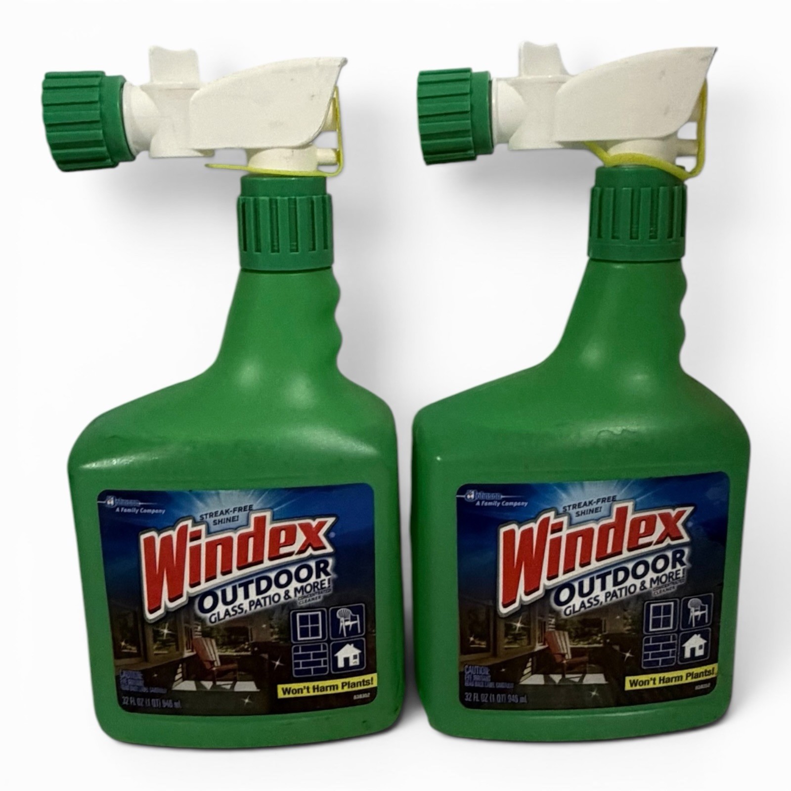2 Pk Windex Outdoor Glass Cleaner Patio Concentrated 32 Fl Oz Hose Attachments