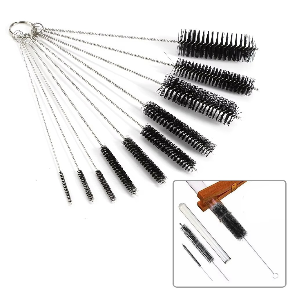 10 Pcs Nylon Straw Brush Cleaner Bottle Tube Pipe Cleaning Set Long Small