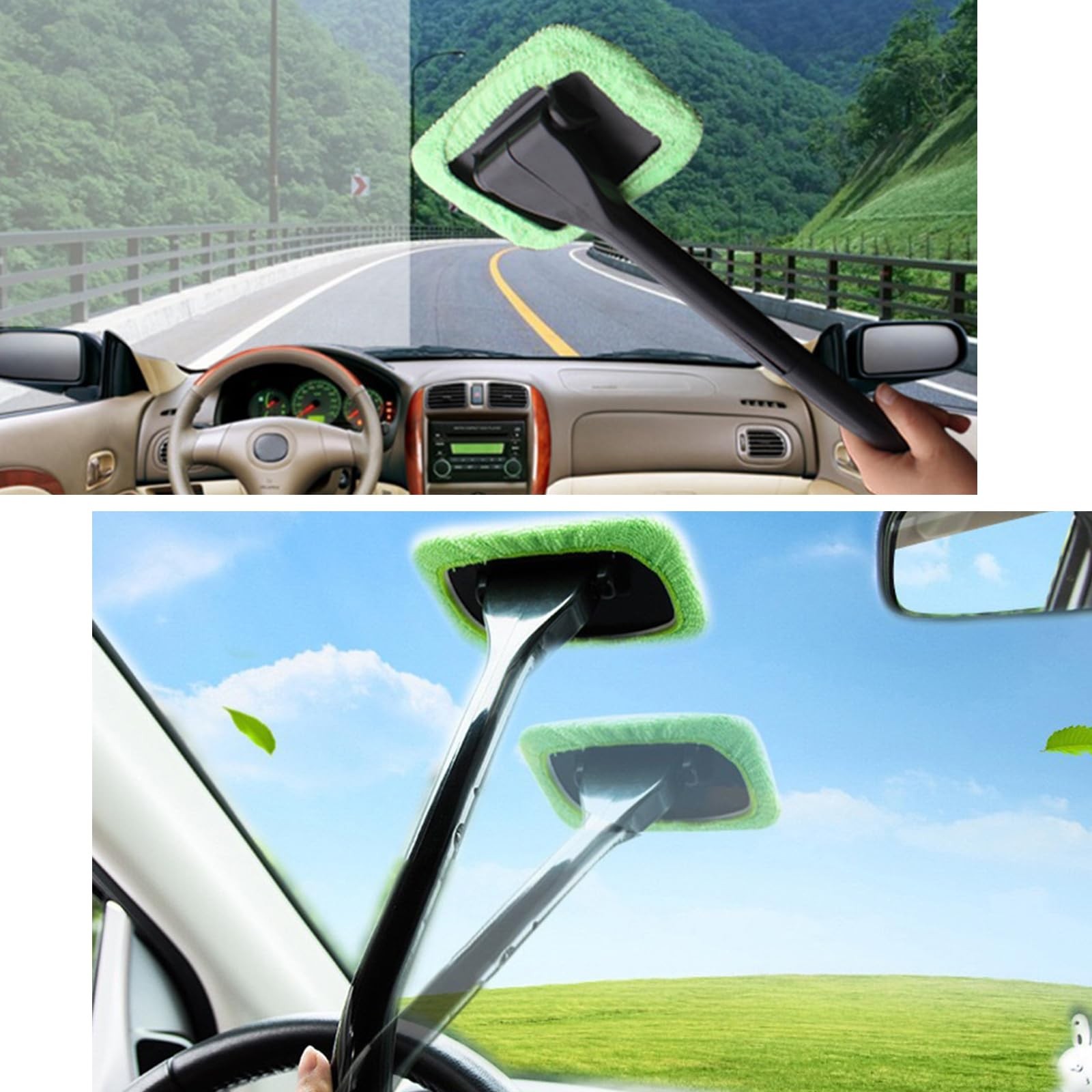 Car Windshield Cleaning Tool, Microfiber Window Cleaner Set with 4 Washable a…