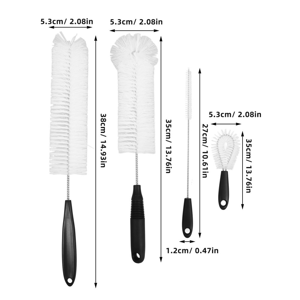 4pcs Long Handle Bottle Brush Glass Jar Brush Cup Cleaning Brush Washing Brush