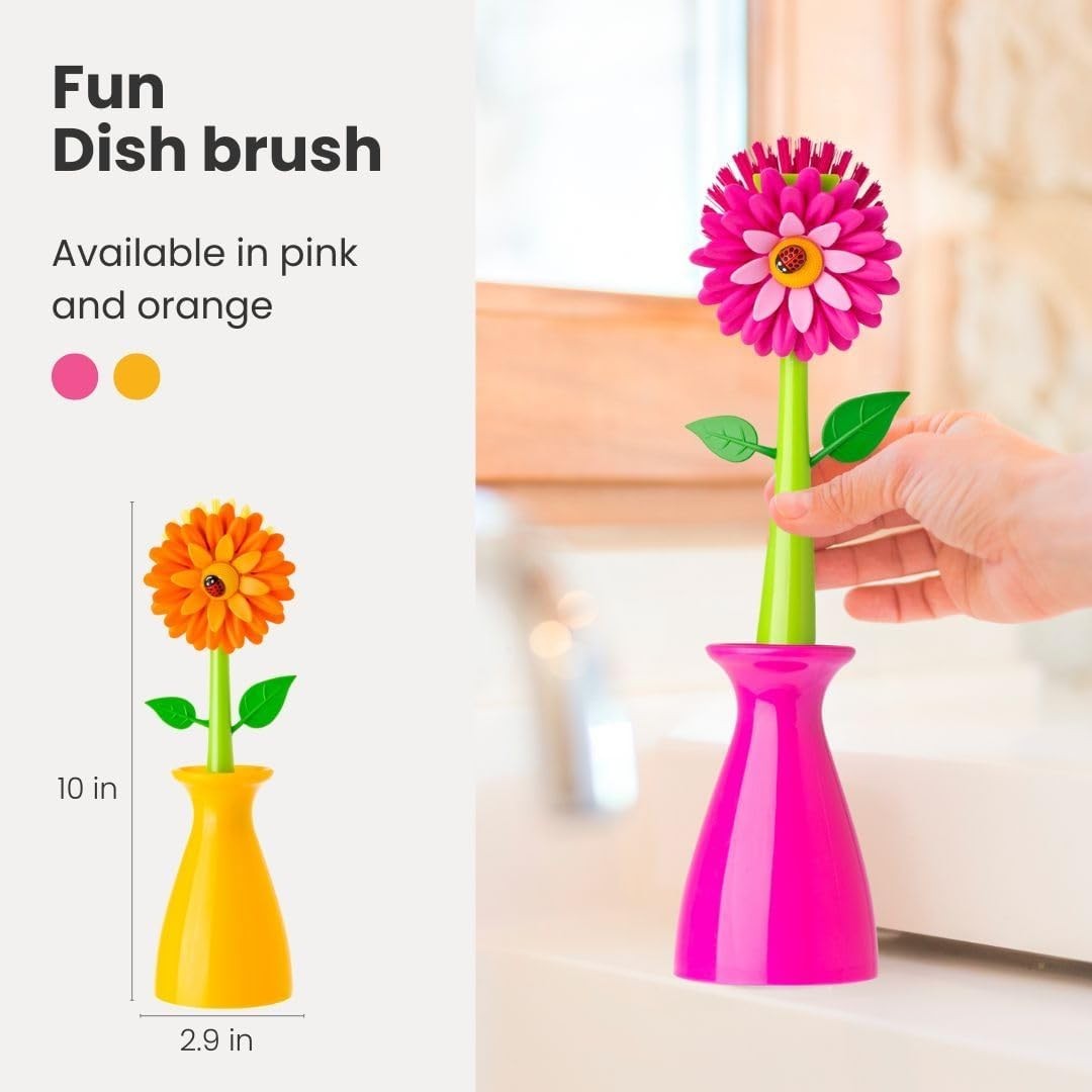 Flower Power Kitchen Scrub Brush Set – Dishwasher Safe