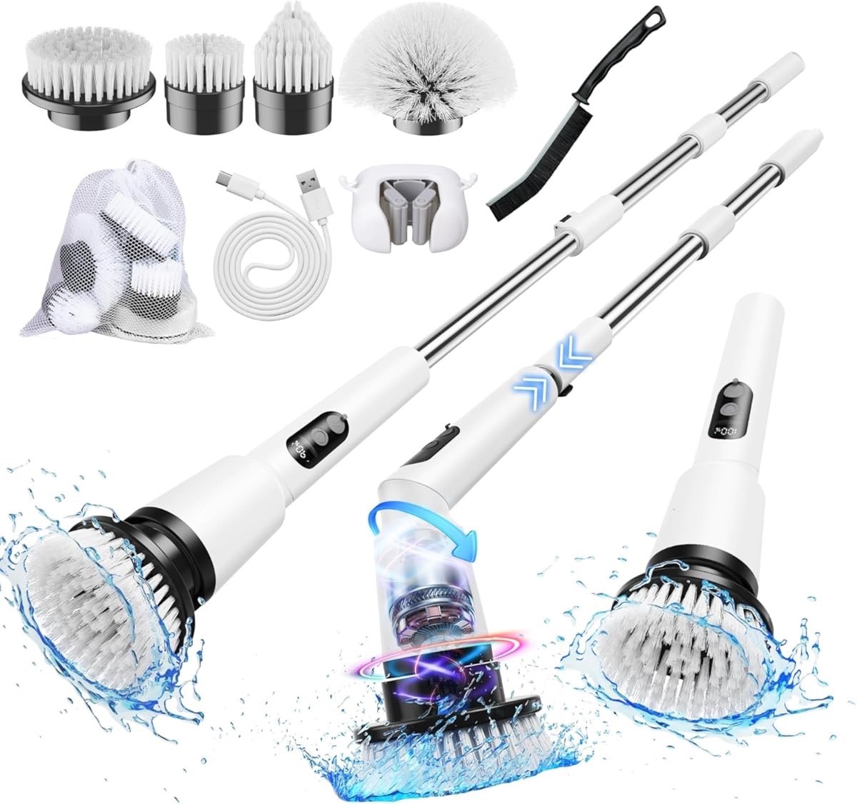 Kimeetol Electric Spin Scrubber Cordless Cleaning Brush Tilt Head Waterproof