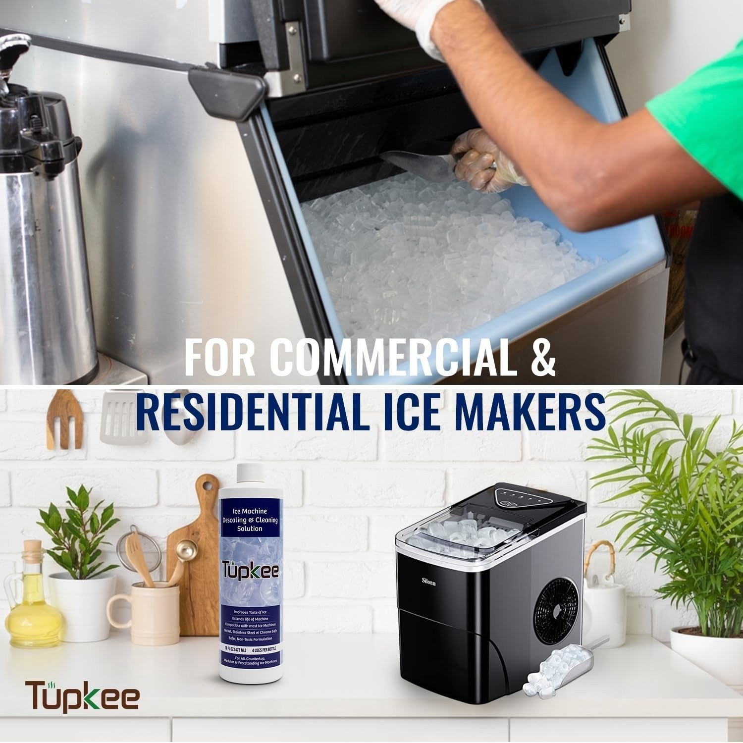 Tupkee Ice Machine Cleaner Nickel Safe, 16oz Ice Maker Cleaner, Universal 3 Pack