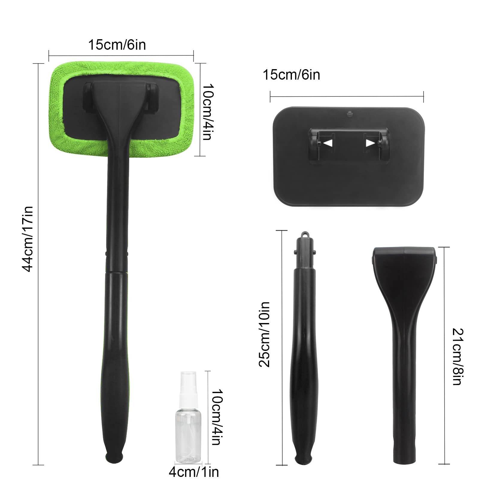 Car Windshield Cleaning Tool with 4 Reusable Microfiber Pads and Extendable
