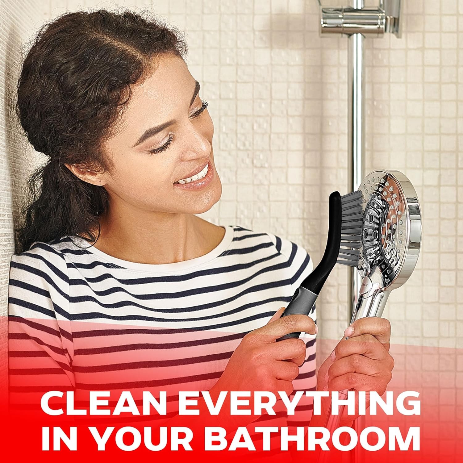 3-piece brush set – Shower cleaning brush with ergonomic handle