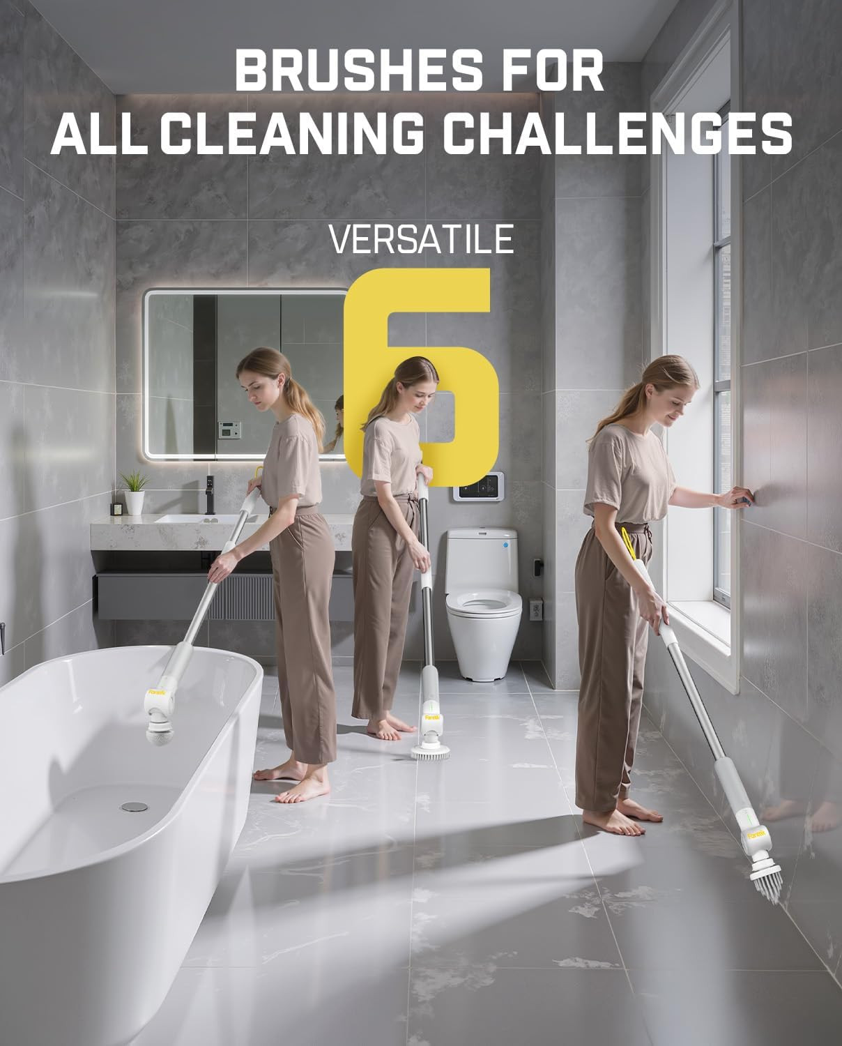 Flip G9 Pro Electric Scrubber – Dual-Speed, 6 Brush Heads, IPX7 Waterproof