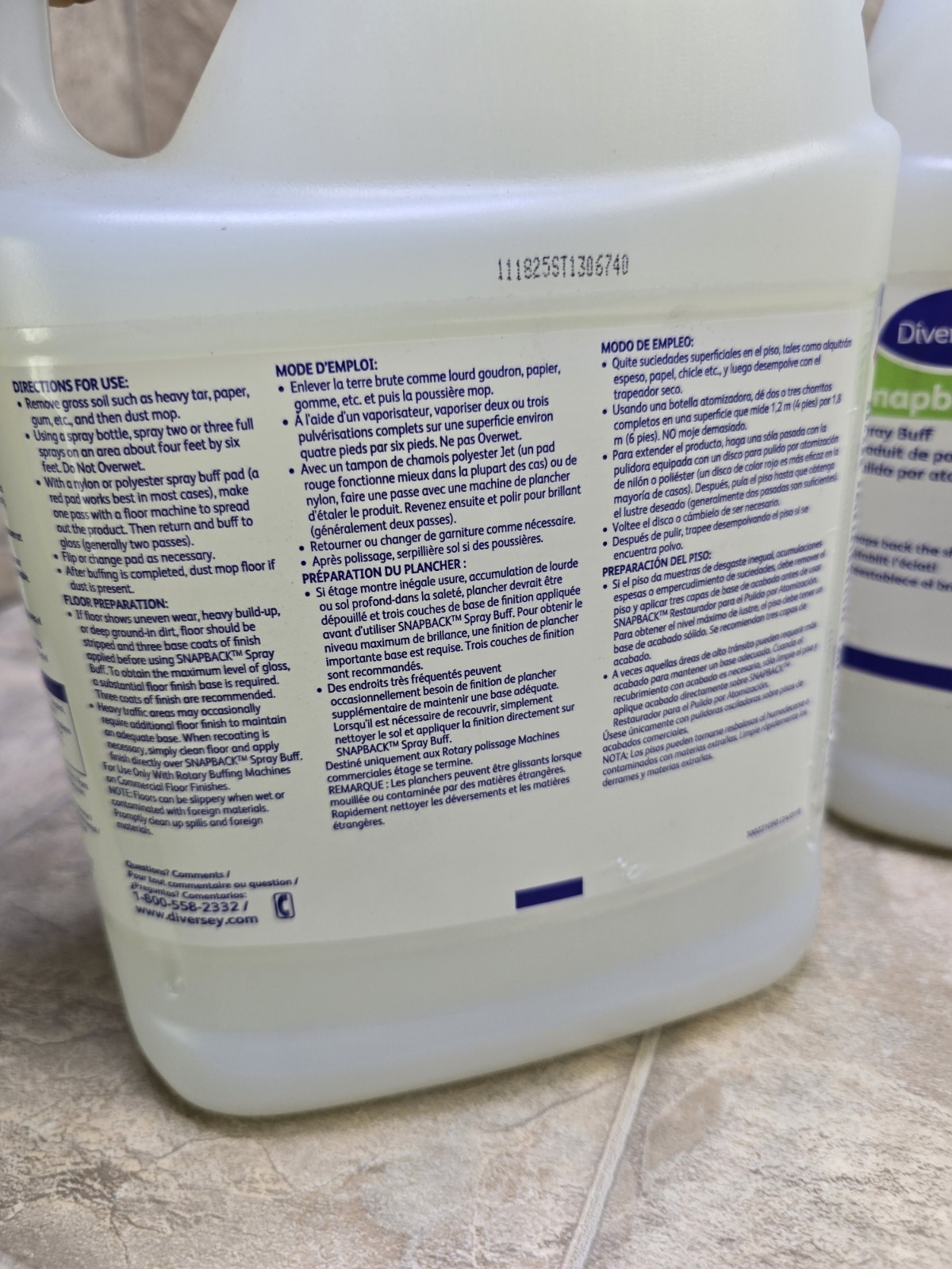 2pc Diversey Snapback Concentrated Spray Buff Floor Finish 1 gallon Ea