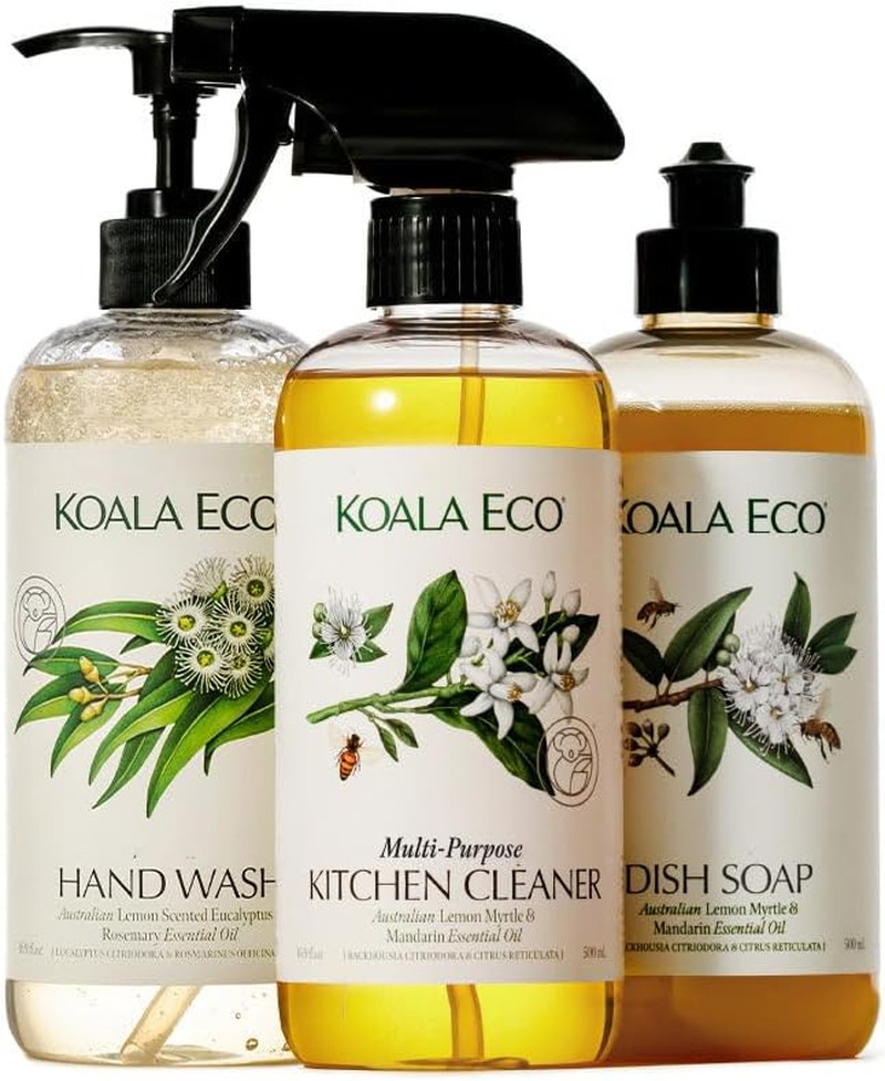 Koala Eco Gift Set of 3 Includes: Kitchen Cleaner, Dish Soap, Hand Wash, Beautif