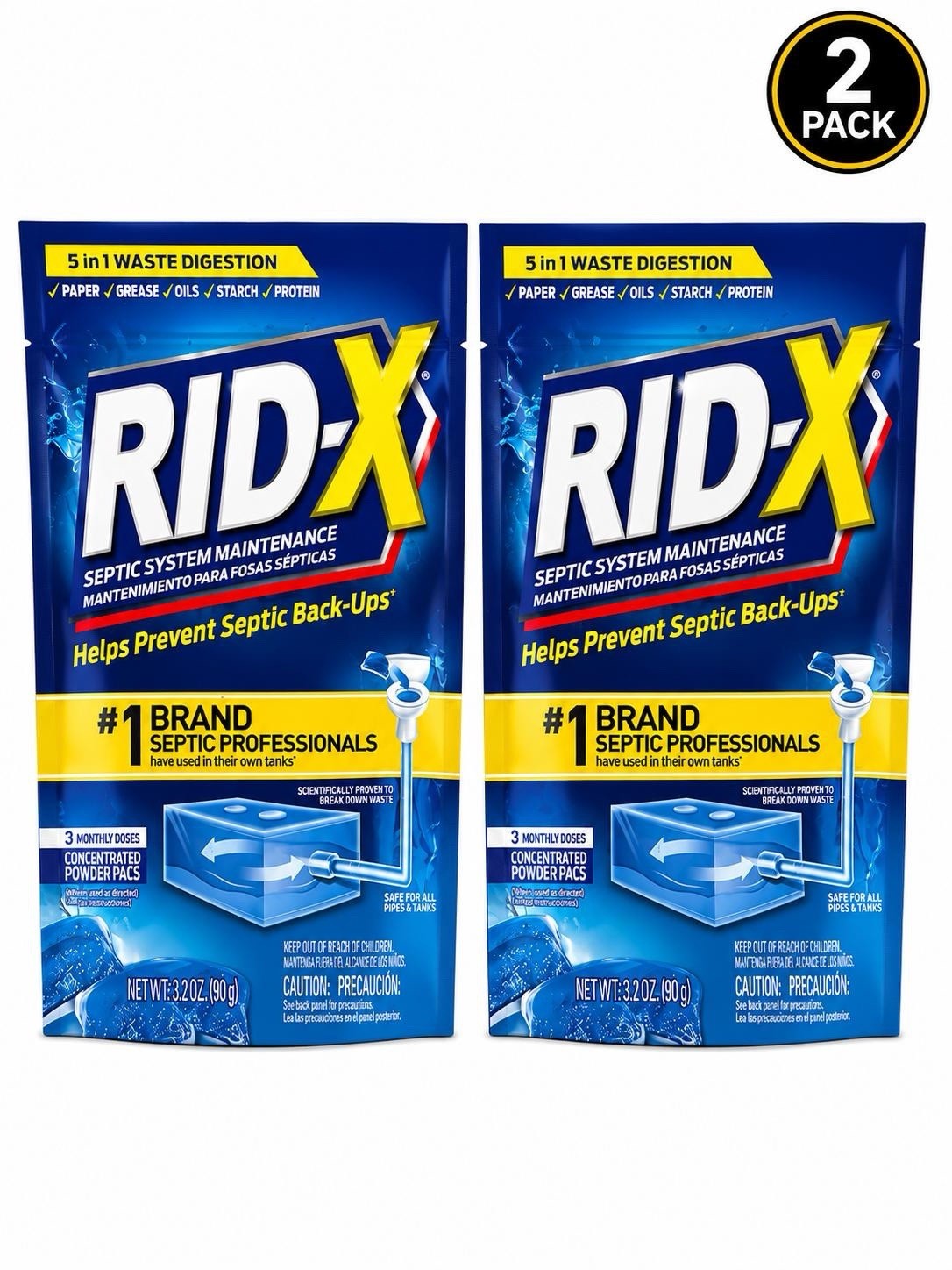 (2 Pack) Rid-X Septic System Maintenance 3 monthly doses 3.2 oz Each M8