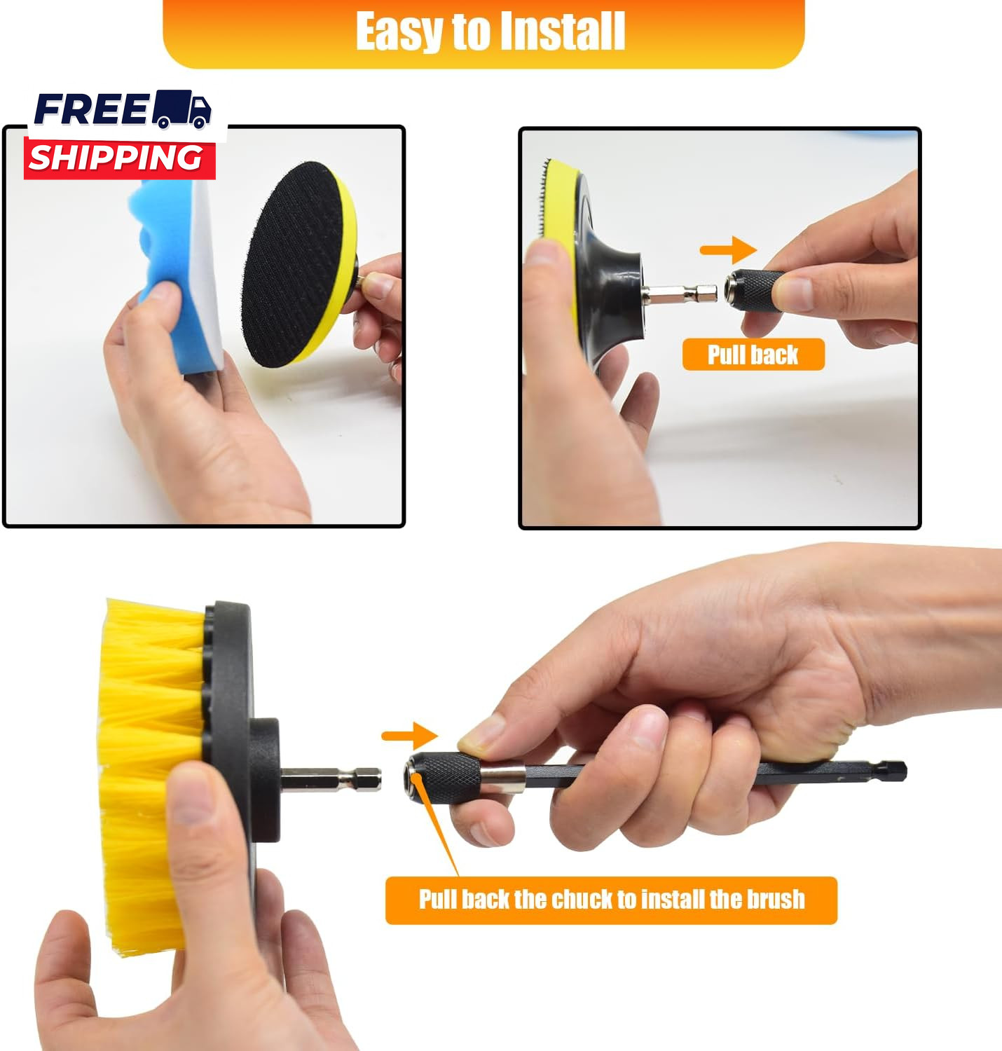30Pcs Drill Brush Attachment Set Drill Scrubber Brush Kit Include Scrub Pads