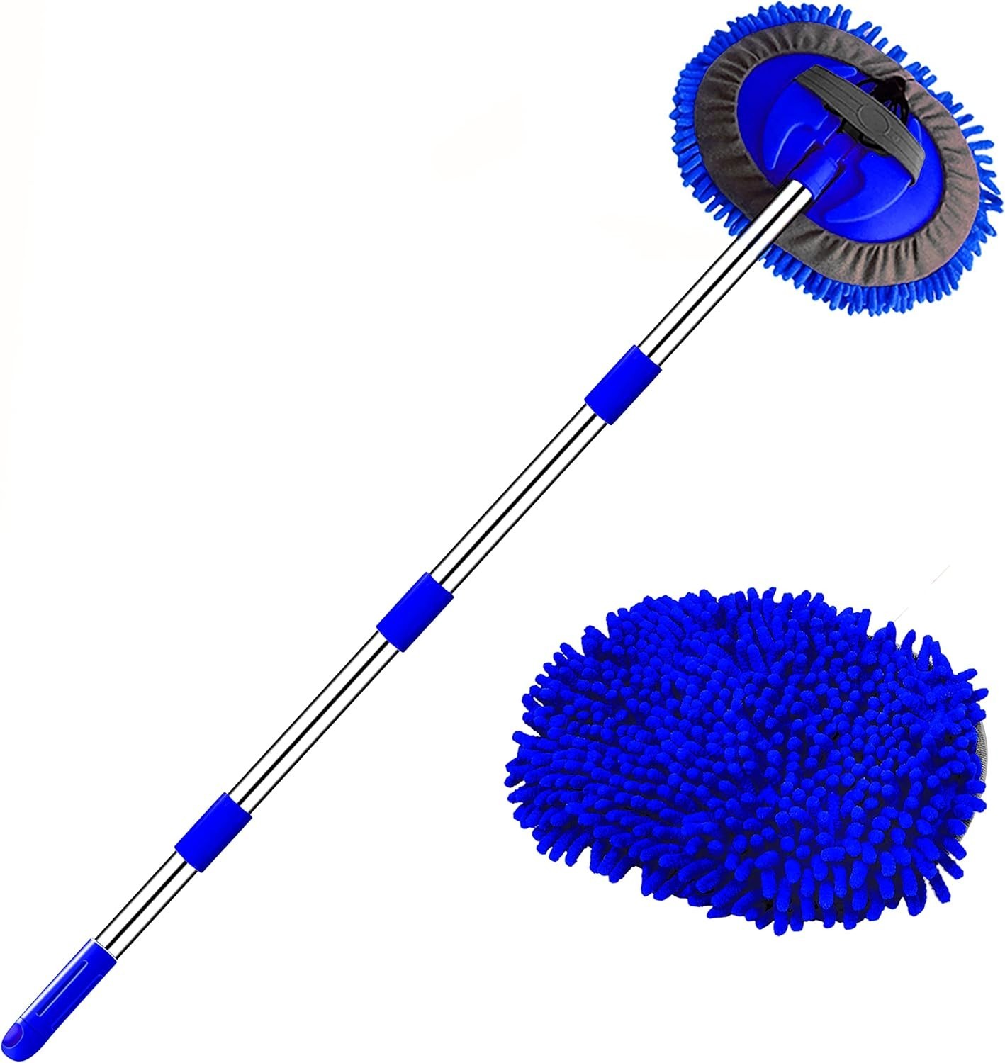 Car Wash Brush Kit – 63″” Long Handle Microfiber Cleaning Brush for Car RV Truck