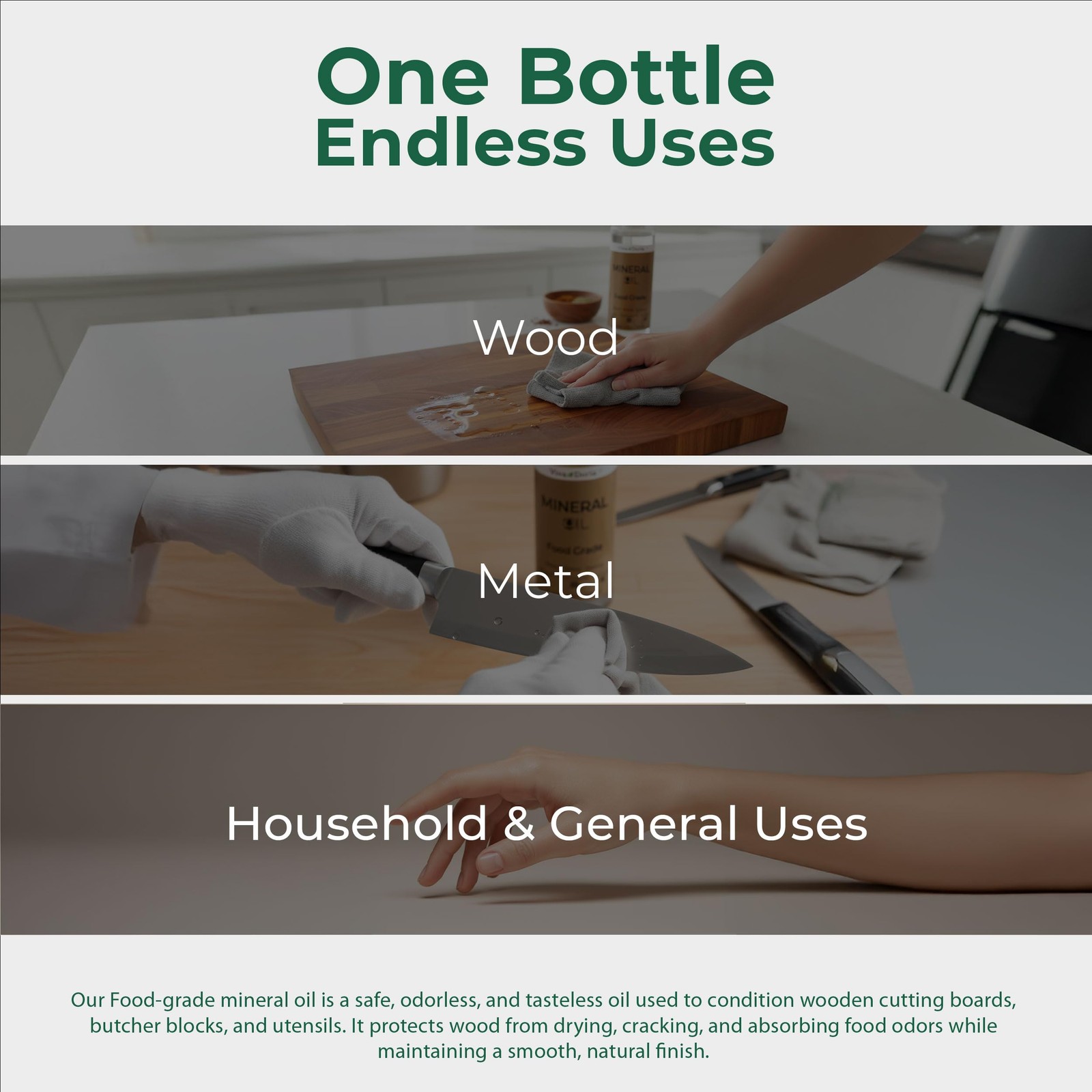 Food Grade Mineral Oil, Conditioner for Wood Cutting Board, Countertop, Butch…