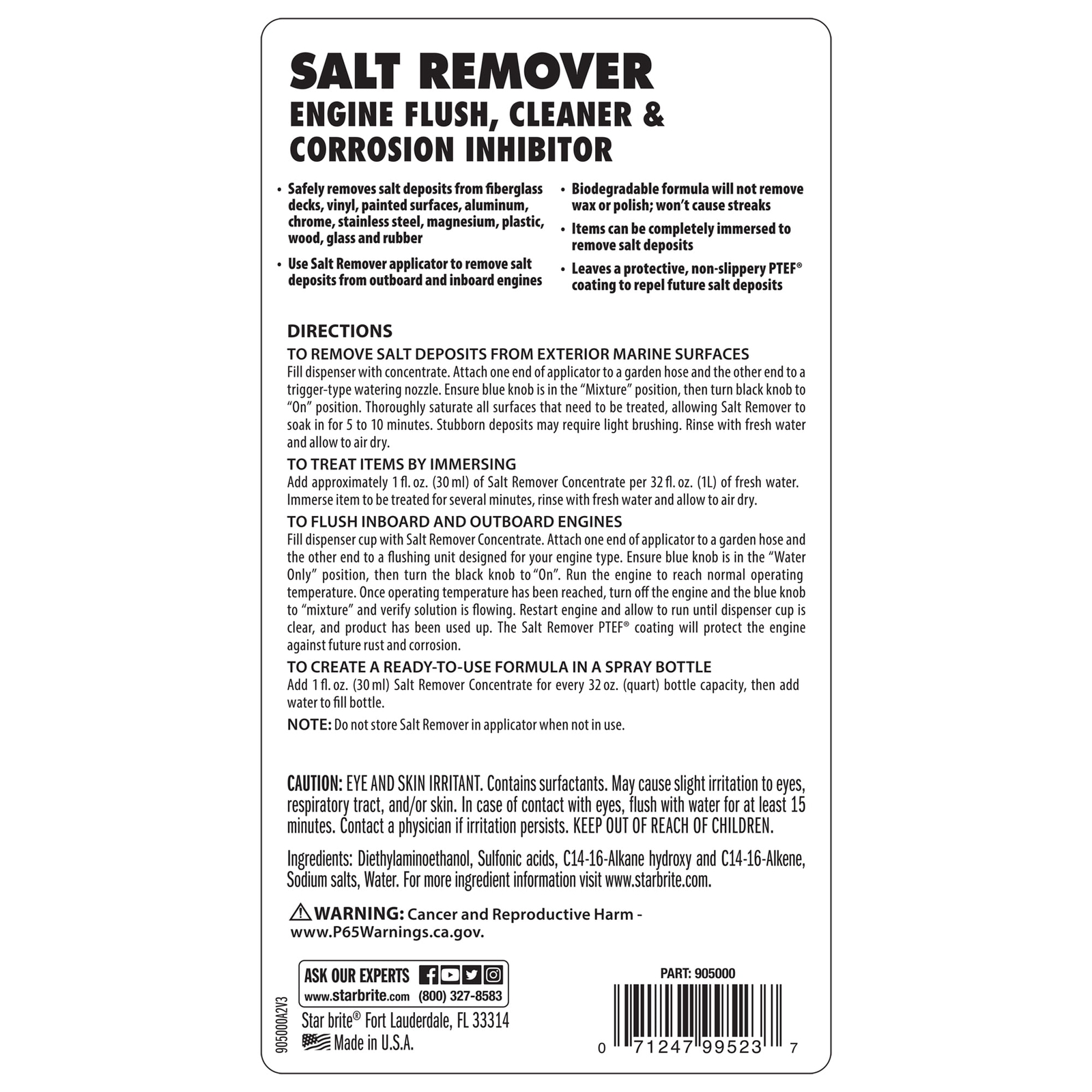 Star brite Salt Remover Kit – Cleaner, Engine Flush & Applicator Included