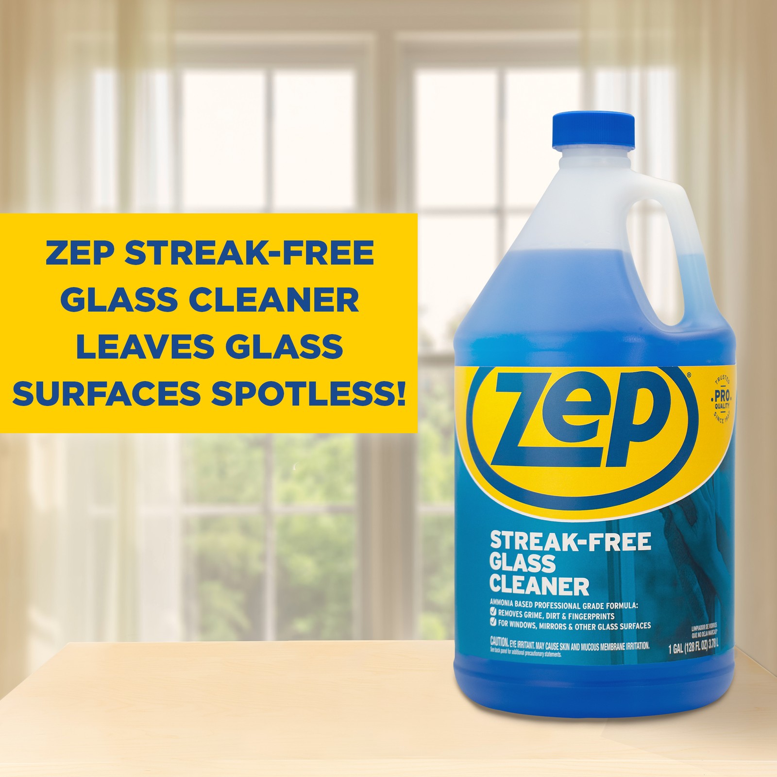 Zep Streak-Free Glass Cleaner – 1 Gallon (Case of 4) ZU1120128 – Professional