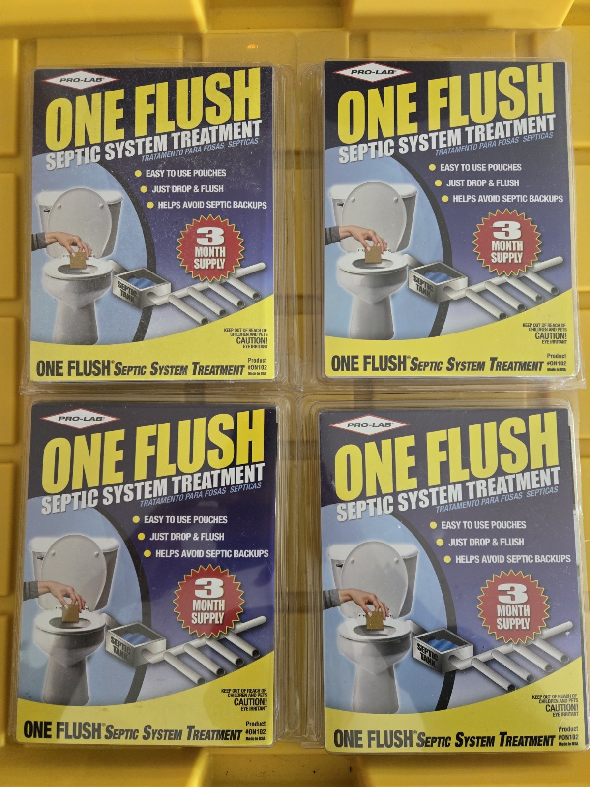 ONE FLUSH – Septic Tank Treatment Packets, 3-Month Supply of Easy-Flush Lot Of 4