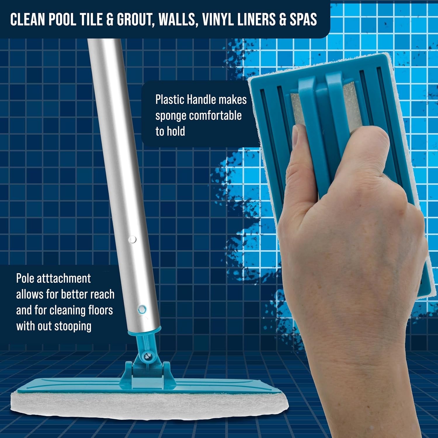 Hand-Held and Pool Pole Attachment Scrub Brushes – Surface Scrubbing Scouring