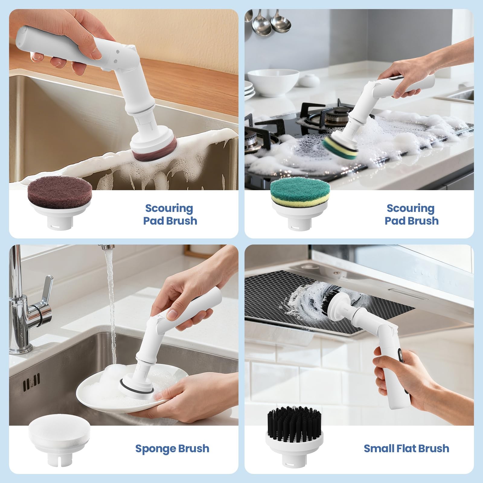 Spin Scrubber – Cordless Shower Scrubber with 4 Replaceable Heads,3 Speeds Sc…