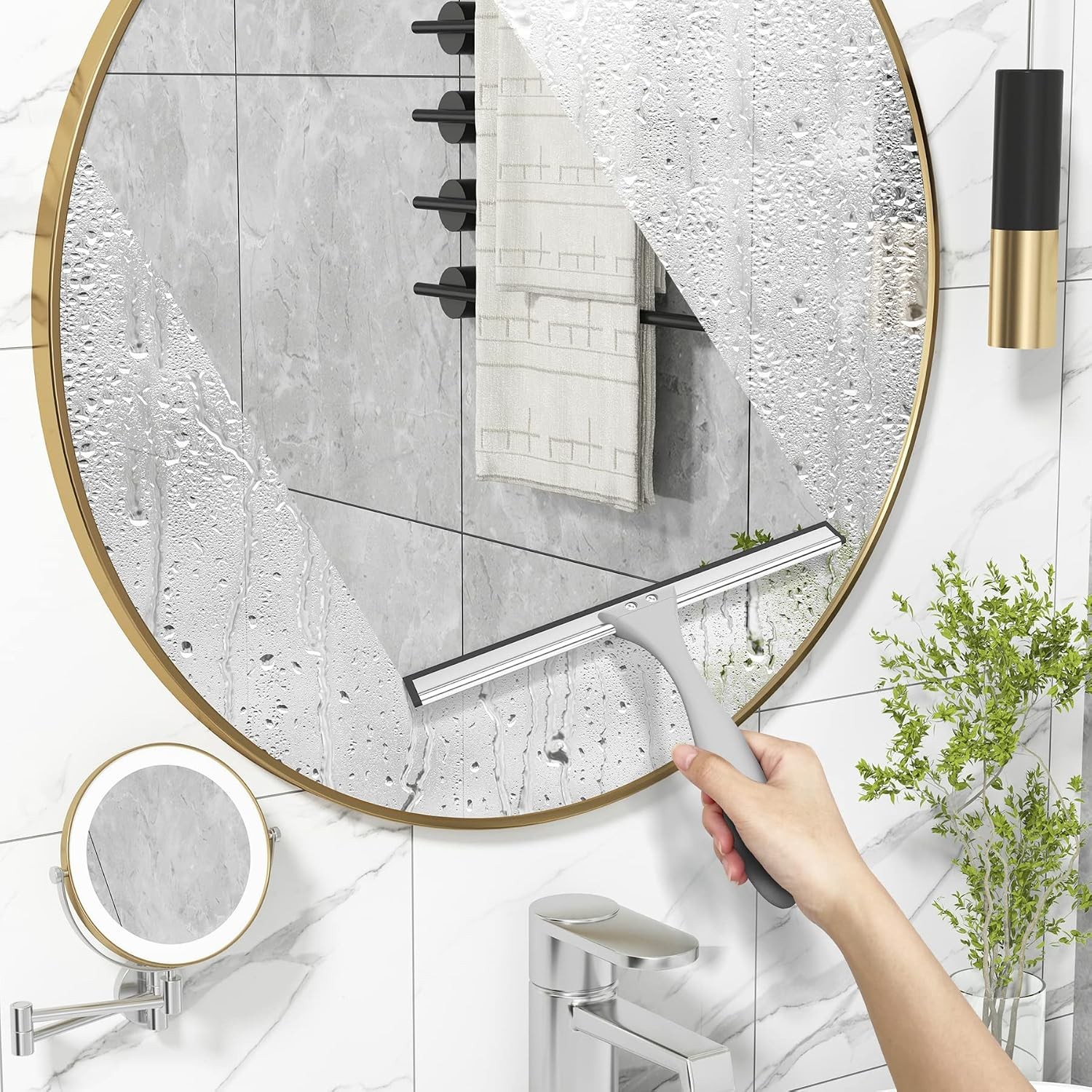 Squeegee for Shower Glass Door, All-Purpose Squeegee with Hook for Shower Doors,