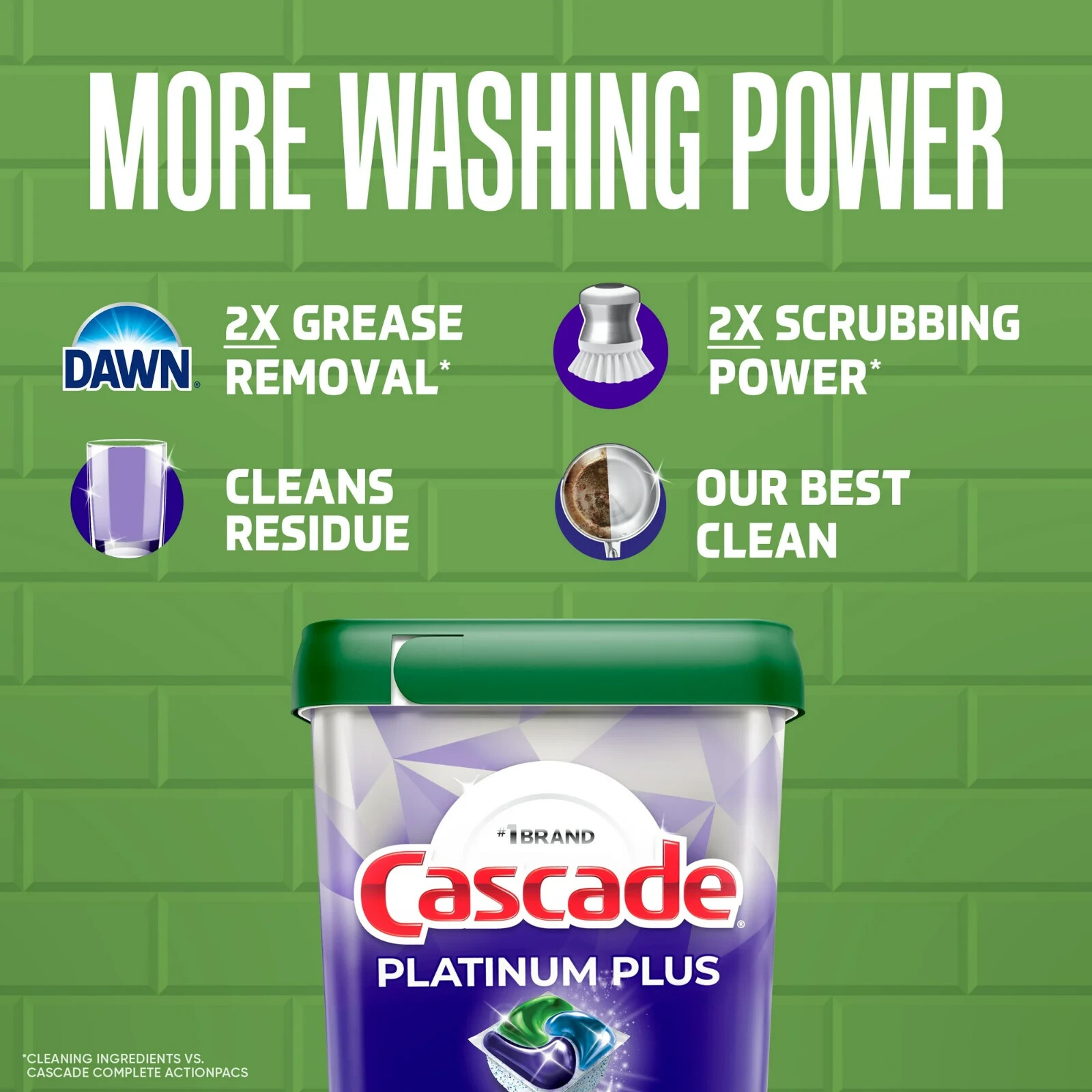 2 Pack Cascade Platinum Plus Dishwasher Pods, Detergent Tabs, Fresh, 47 Ct