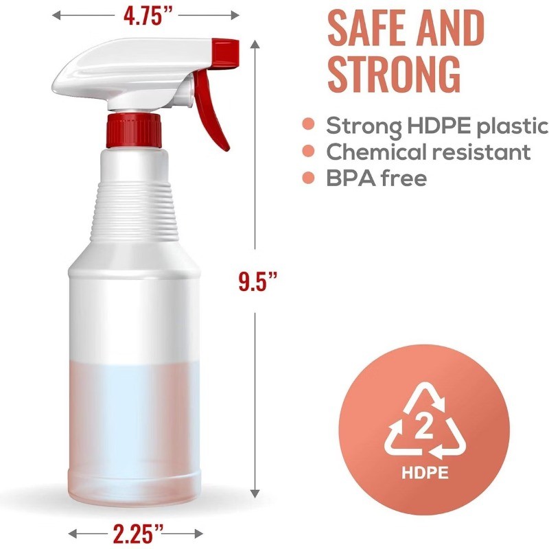 Spray Bottle (4 Pack,16 Oz), Commercial Grade, Industrial, Household Use