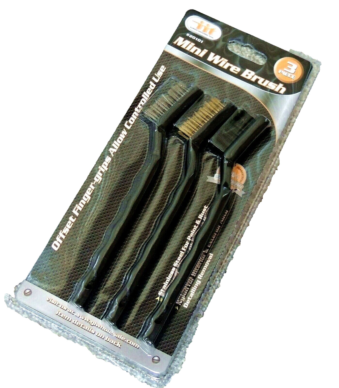 IIT 7″ Wire Cleaning Brushes Set 3 pc; Brass, Nylon, & Stainless Steel Brushes