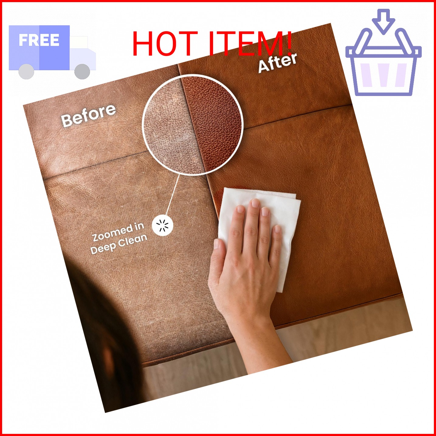 EVEO Leather Cleaner Wipes 4-in-1 Leather Cleaner and Conditioner for Furniture