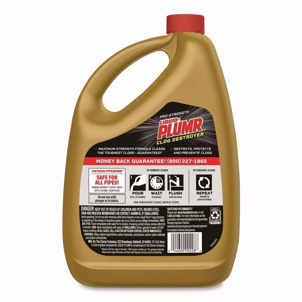 Liquid Plumr 00228EA 80 oz. Gel Pro-Strength Full Clog Destroyer New
