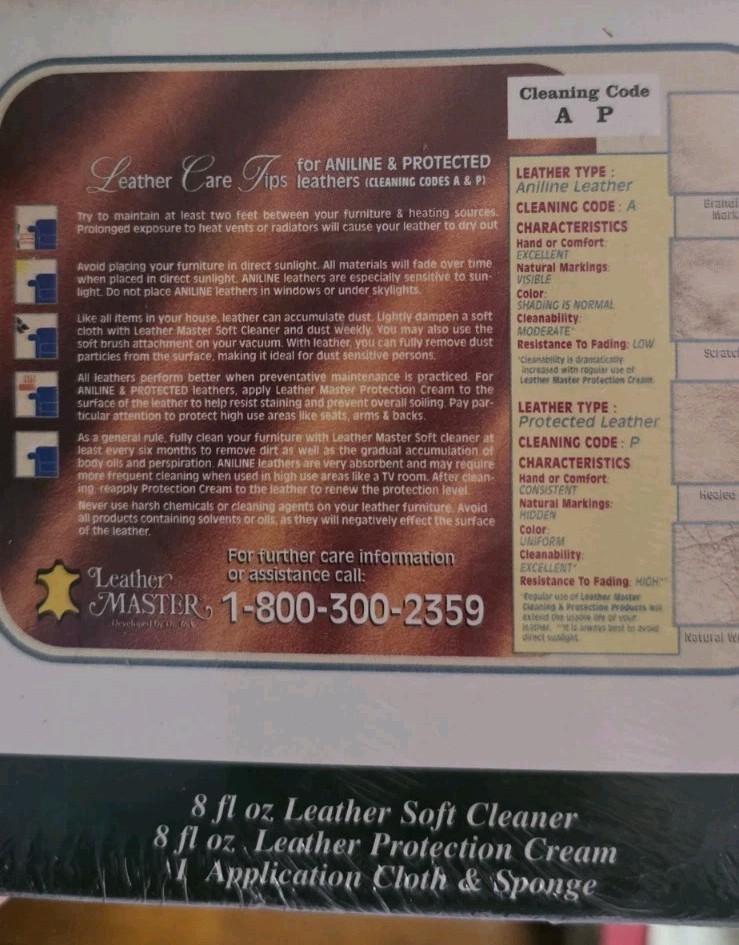 Worry No More Leather Care Program Leather Master Type A&P – New Sealed