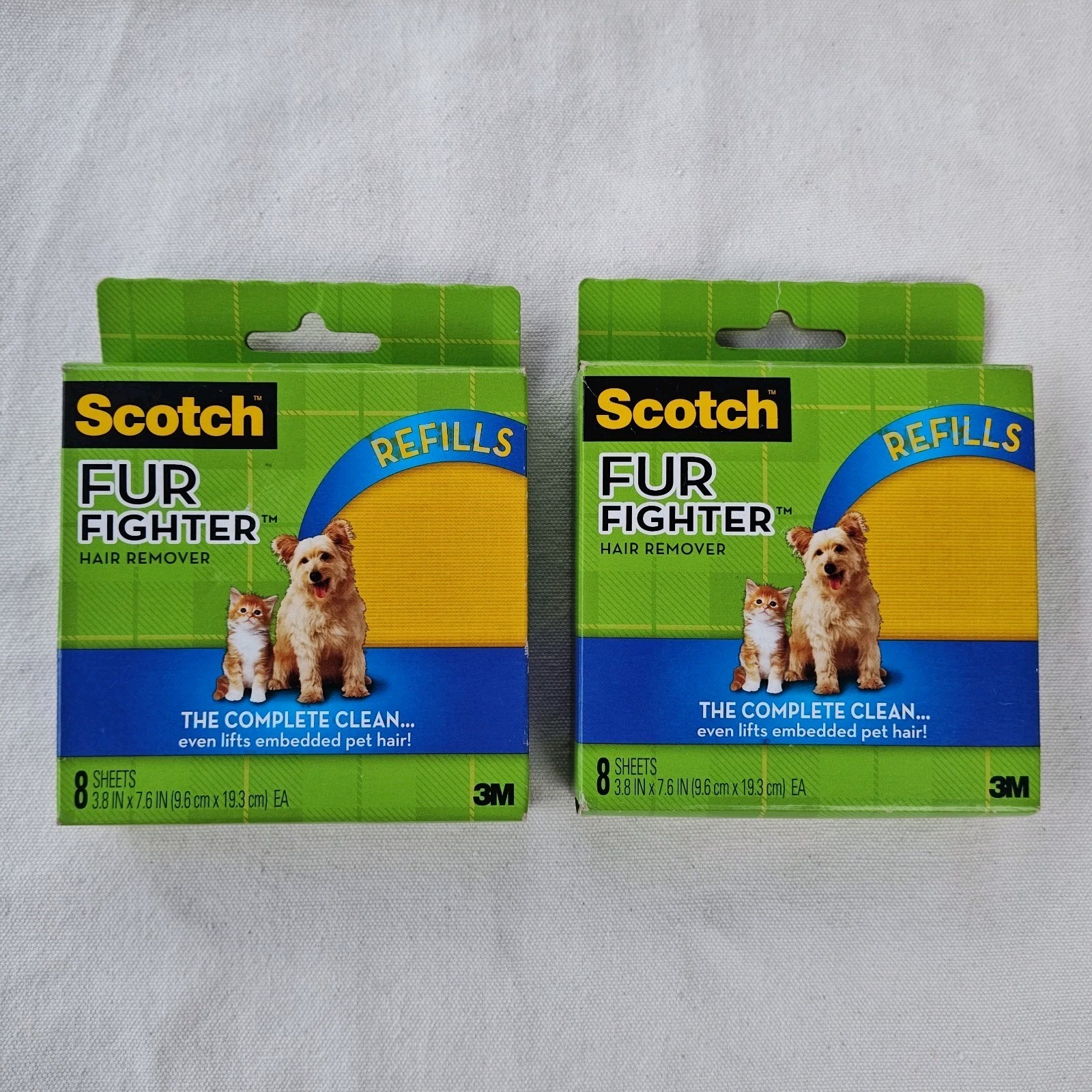 3M Scotch Fur Fighter Hair Remover Refill Sheets (2) 8 Packs NEW