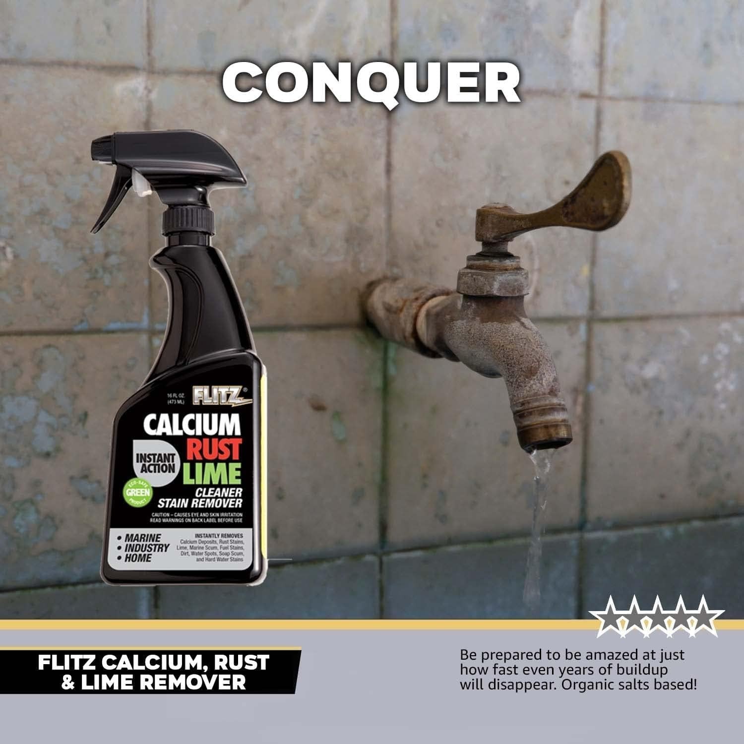 Natural Calcium, Rust & Lime Remover Spray – 16oz for Instant All-Surface Clean