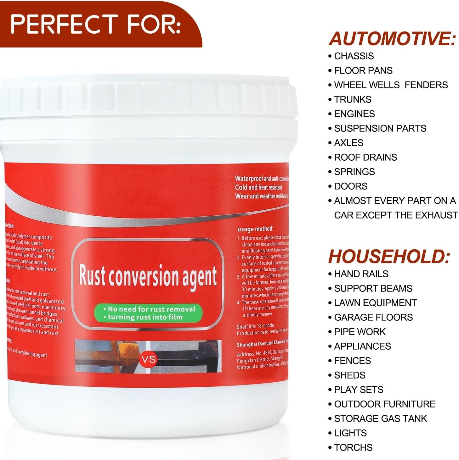 Multi-Functional Rust Renovator for Metal – 300g Waterproof Protective Paint