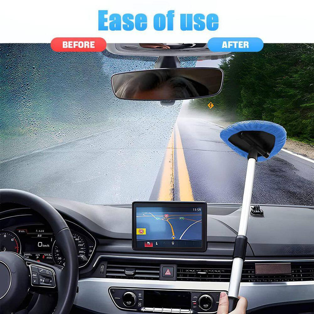 Extendable Car Window Cleaner Automotive Care Brushes with Rotatable Head and 4