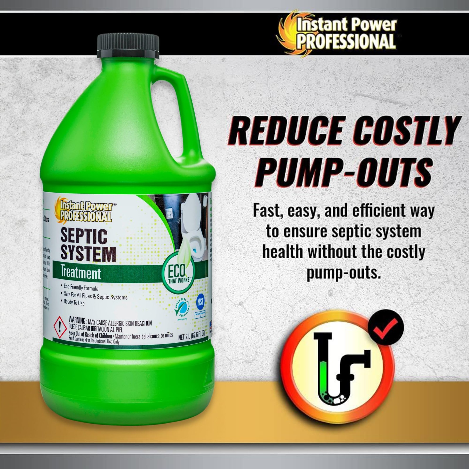 Professional Septic System Treatment, Septic Tank Maintenance, 67.6 Fl. Oz.