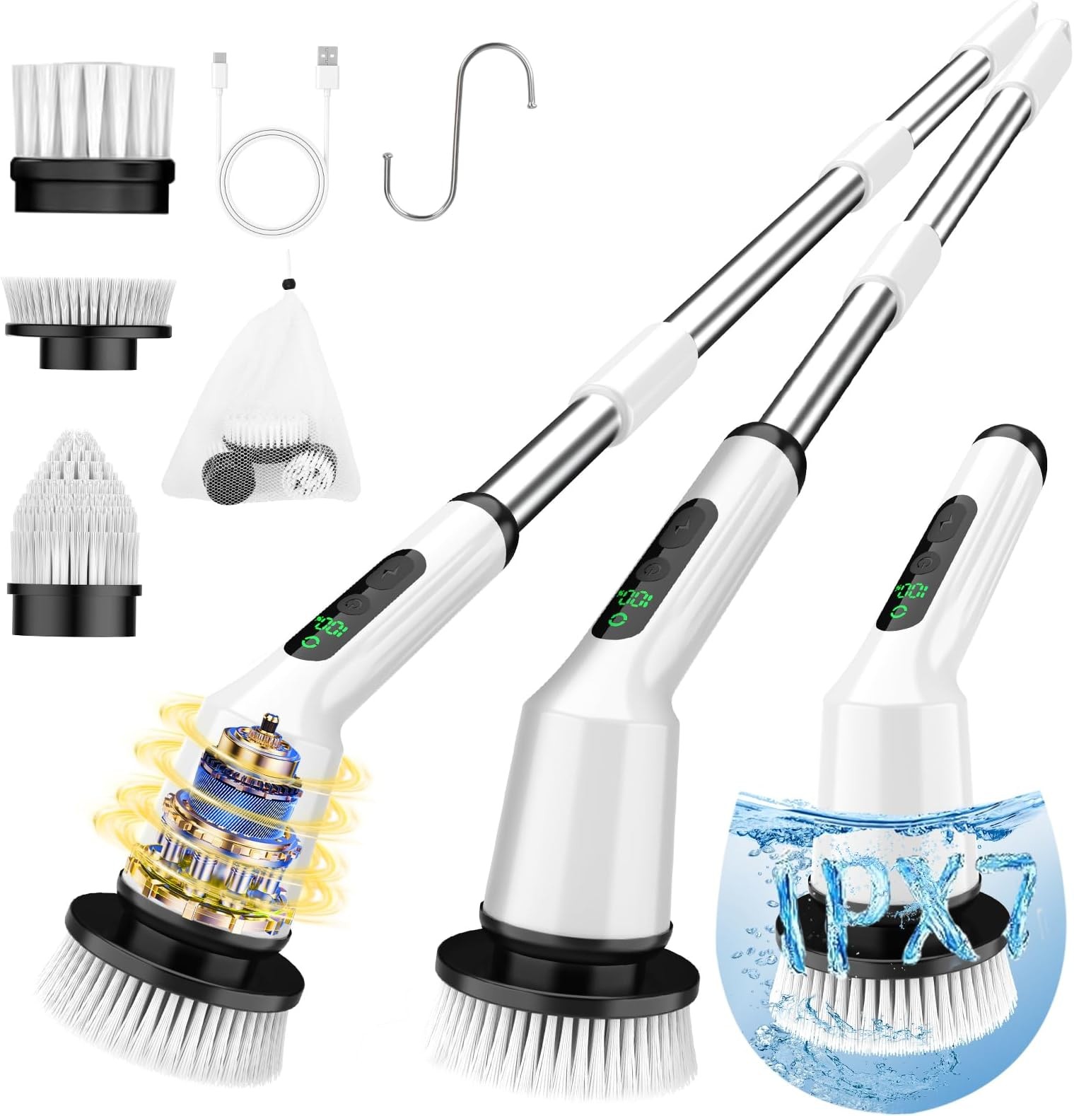 Electric Spin Scrubber for Cleaning Bathroom, Shower Scrubber Cordless Cleani…