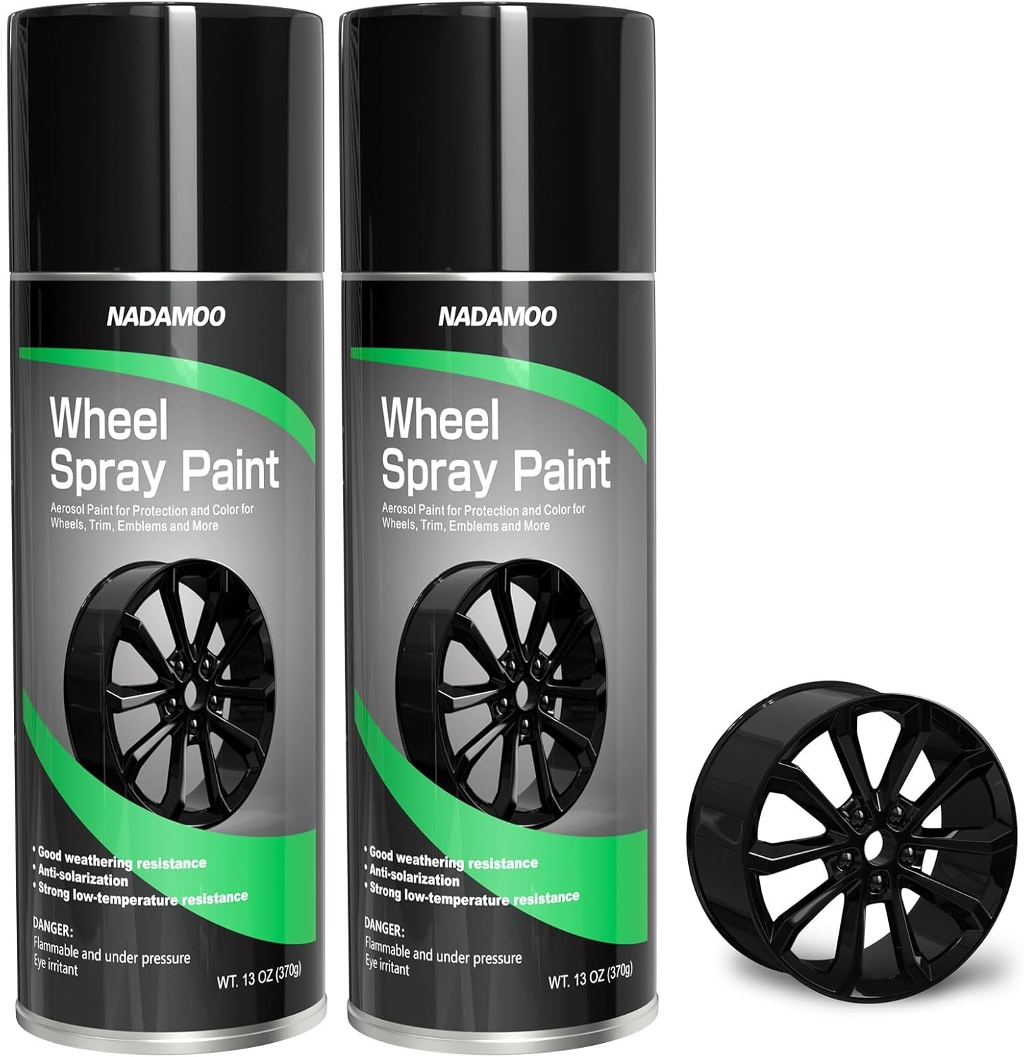13oz Gloss Black Wheel Spray Paint – Fast Drying, Protective Finish, 2 Pack