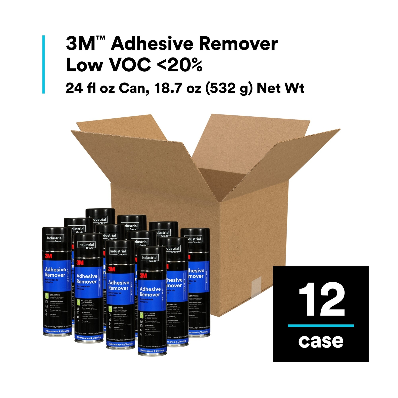 3M Adhesive Remover Low VOC 20%, 24 fl oz Can (Net Wt 18.7 oz)