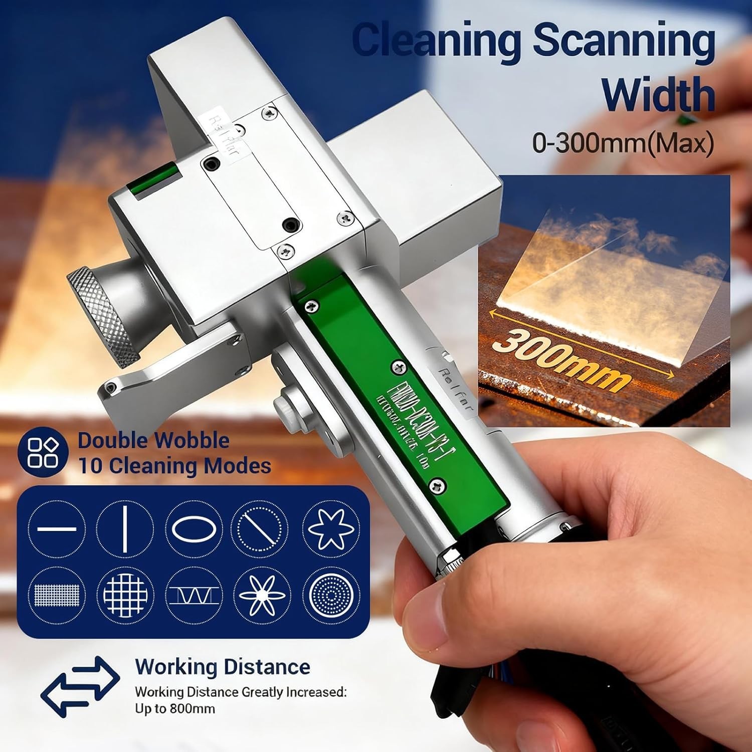 US STOCK 1500W Laser Cleaning Machine Double Wobble Laser Cleaner for Metal 220V
