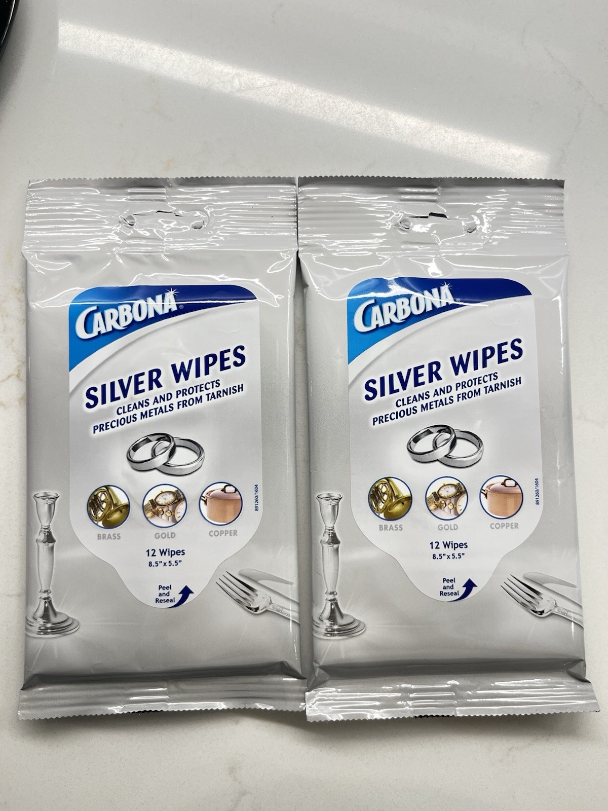 Carbona 24 Count Silver Wipes Cleans Polishes Protects Brass Gold Copper