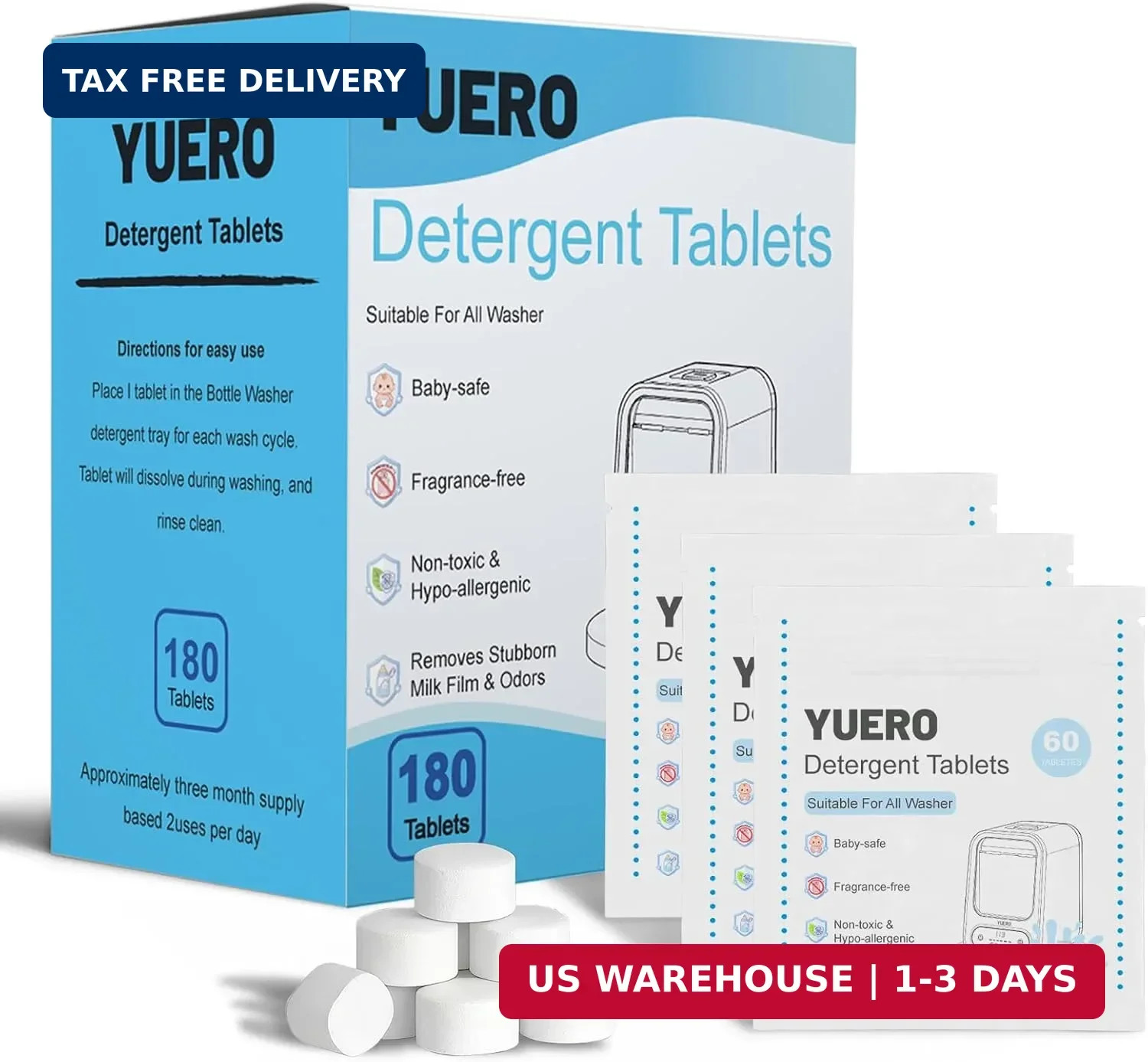 Professional Deep Cleaning Detergent Tablets for All Baby Bottle Washers, Washer
