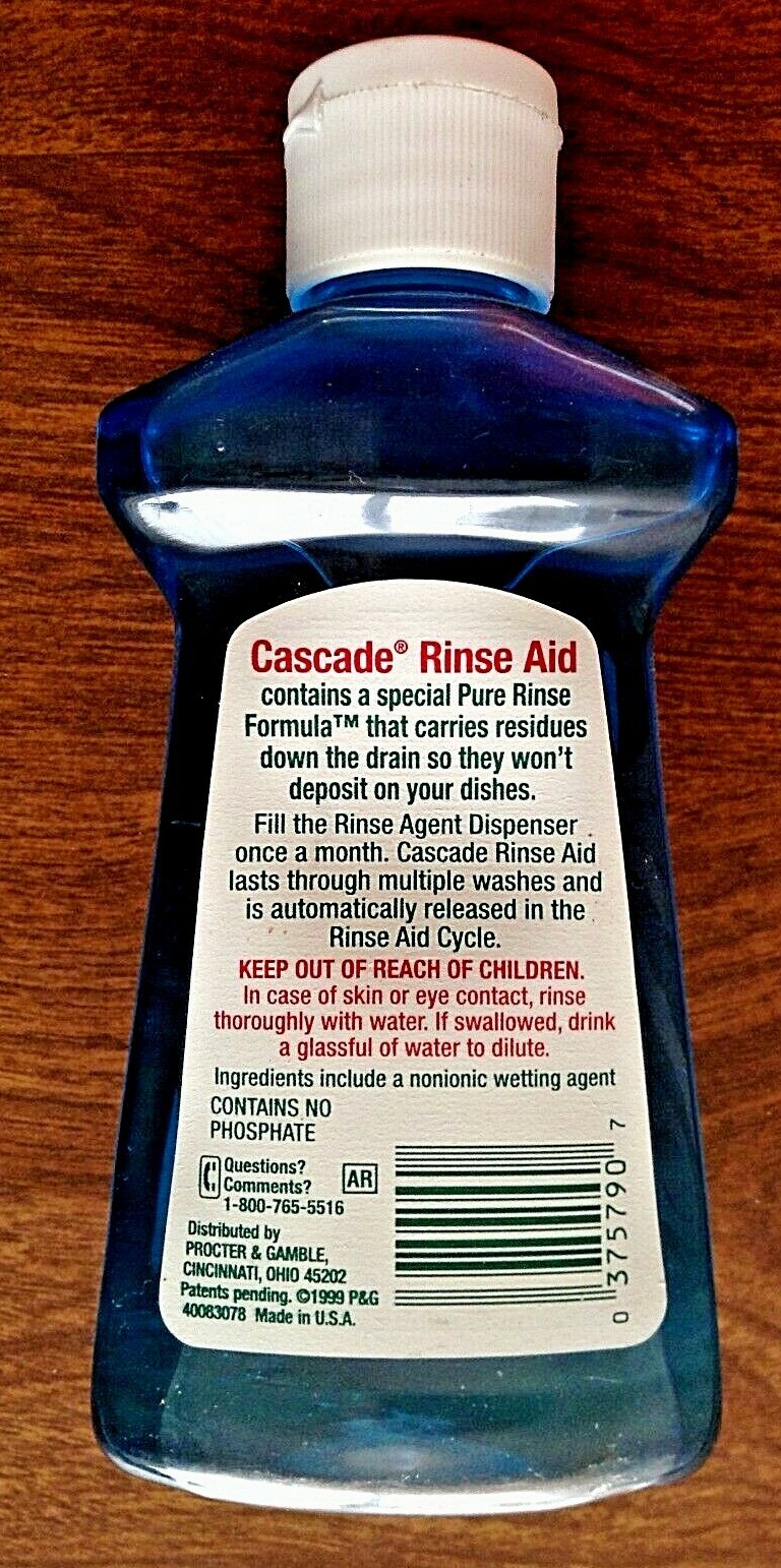 Vintage 1999. Cascade Rinse Aid. 7 Ounce Bottle.